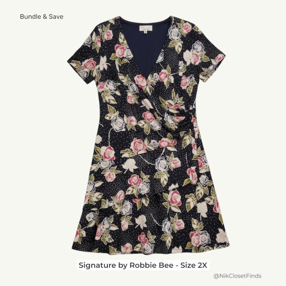 🌸 NWT Signature by Robbie Bee Floral Wrap Dress | 2X | Work-to-Weekend🌸 - Picture 2 of 11